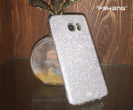 Силиконови гърбове Силиконови гърбове за Samsung Луксозен силиконов гръб ТПУ кристално прозрачен с вграден сребрист брокат оригинален FSHANG за Samsung Galaxy S8 G950 